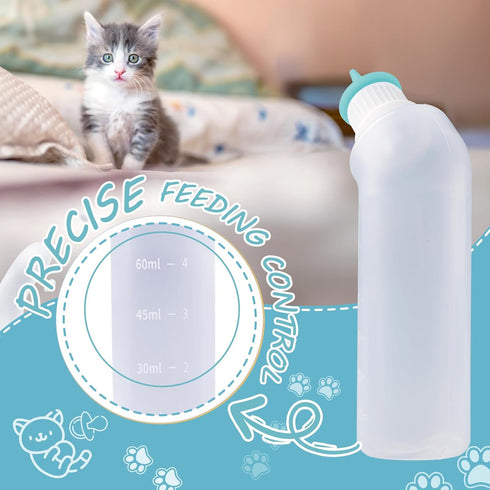 Xuandea 5Pack Kitten Bottle for Nursing Puppy Milk Kitten Bottles Feeding Kit Silicone Nipple for Newborn Pets Kittens