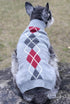 Grey Argyle Knit Pet Sweaters for Small Dogs, Grey Small (S) Size