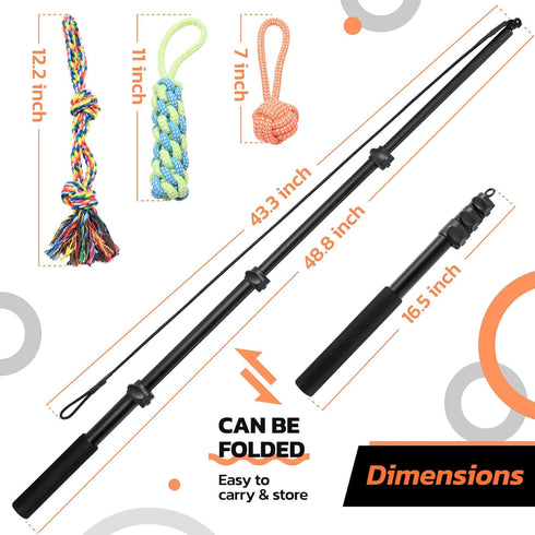 LOOBANI Flirt Pole for Dogs, 48.8in Extendable Teaser Wand with Detachable Interactive Toys