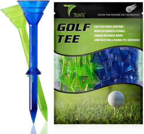 ToVii 3-1/4" Big Cup Plastic Golf Tees, 40 Pack, Excellent Durability and Stability Tees