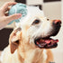 Dog Cat Bath Brush Comb - Silicone Rubber Grooming Brush with Soft Shampoo Dispenser (Blue Paw Shape)