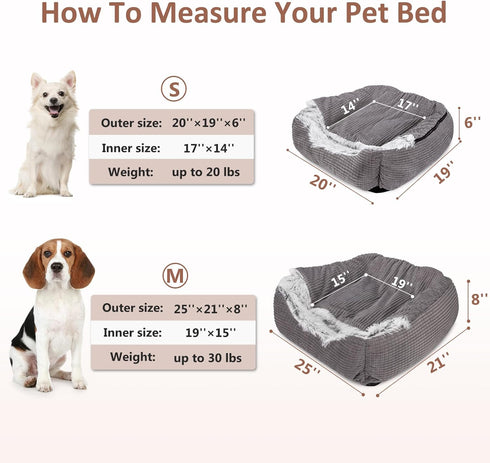 MIXJOY Rectangle Cave Hooded Blanket Bed for Small Dogs, 20 Inch Grey, Luxury Orthopedic Cat Bed
