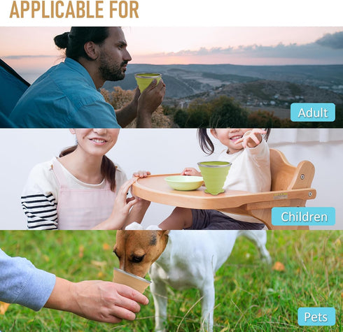 JBER Silicone Collapsible Travel Cup, Folding Camping Cup with Lids for Outdoor Hiking Travel