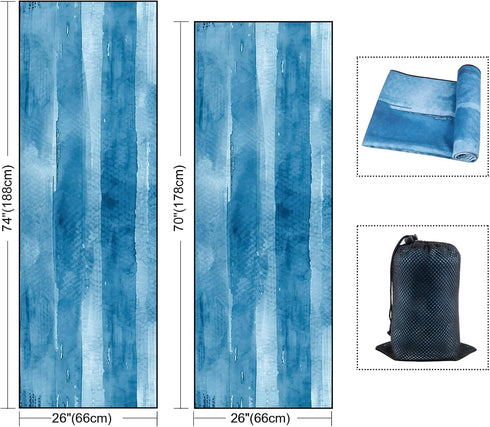 70"x26", QiyI Yoga Mat Towel with Corner Pockets, Non Slip Sweat Absorbent Hot Yoga Towels, Soft Yoga Blankets