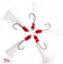 50 7/0 Pieces unrigged Shrimp Flying Hooks with White Krystal Flash