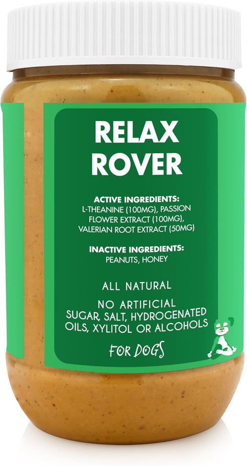 100% 17oz Relax Rover Buddy Budder (Stress + Anxiety), Natural Dog Peanut Butter, Dog Supplment, Made in USA