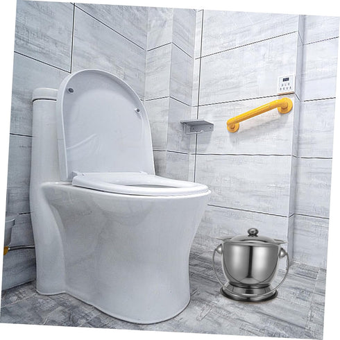 Robust Stainless Steel Urinal Bucket Lid for Adults and Seniors Portable Potty Spittoon Pet Food Bin Pot Dog Food