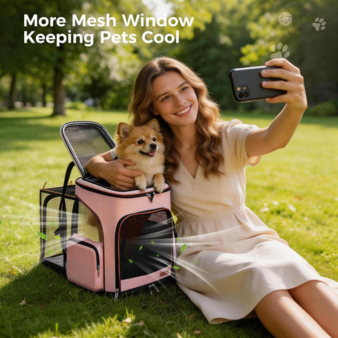 Backpack Backpack Backpack Lekereise Pet Carrier Expandable Cat for Small Dogs Cats, Dog Bag with Breathable Mesh, Pink