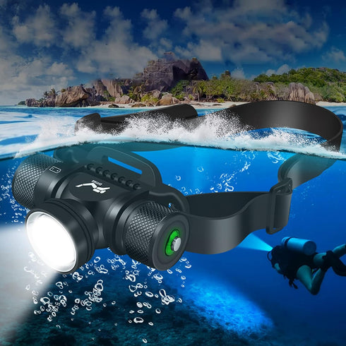 WINDFIRE Scuba Diving Headlamp - Professional LED Dive Light, 1200 Lumens, 5 Modes, IPX8 Waterproof for Snorkeling