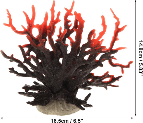 VOCOSTE Mini Faux Coral Decor, Black Red Coral Reef for Aquarium Decorations, 6.5"x5.83"