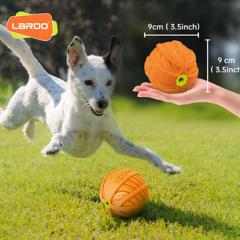 LaRoo Squeaky Dog Ball Toy, Durable Natural Rubber Chew Toy for Small Medium Large Dogs, Floating Training (3.5In