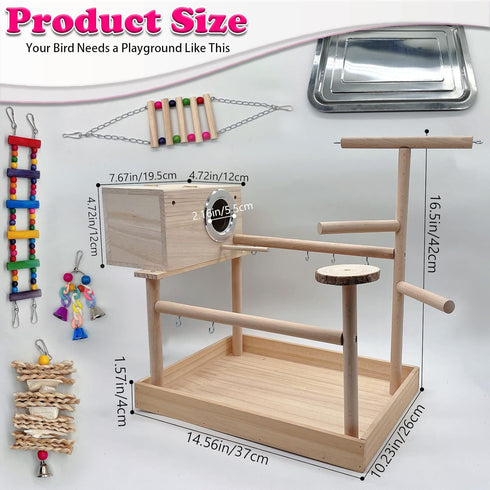 kathson Bird Playground,Parrot Play Stand,Parakeet Play Gym with Breeding Box and Food Cups,Cockatiel Perch Stand