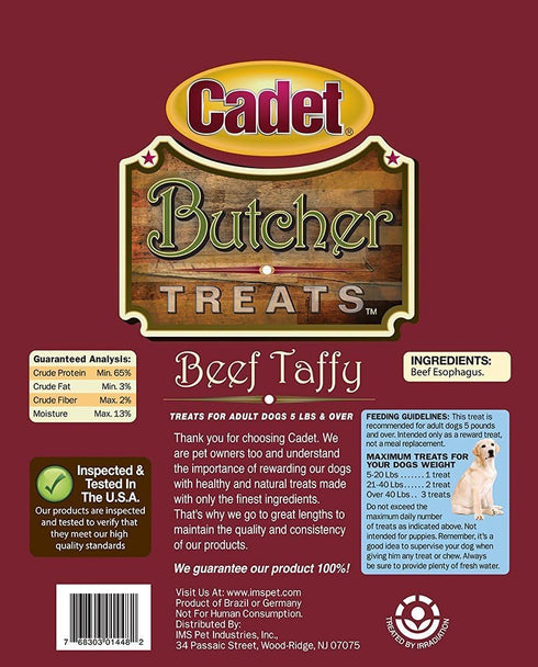 Cadet 3 Pack Butcher Treats, 8 Ounces Each, 100% Beef Dog Snacks