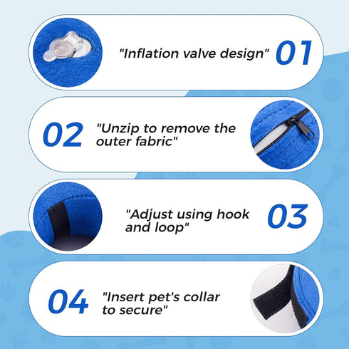 Blue Inflatable Cone Collar for Medium Dogs