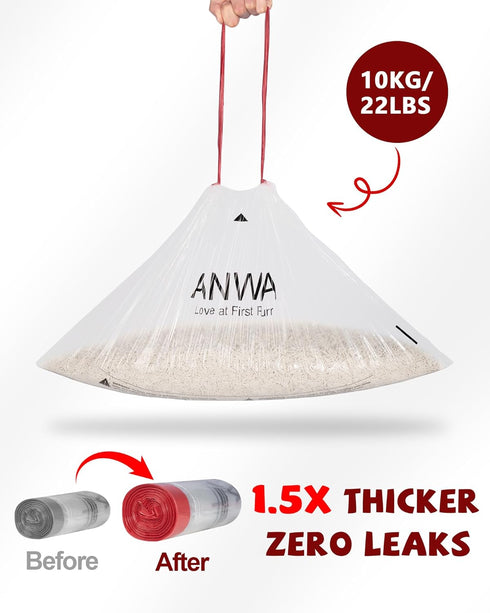 150 Count 4/5/5 1.5X ANWA Litter Box Robot Pro/EVO Waste Bags, Upgraded Thicker Cat Litter Bags for Automatic Litter