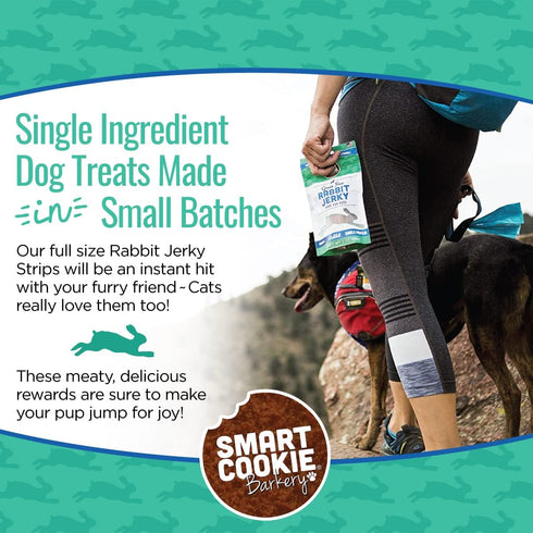 Smart Cookie Single Ingredient Rabbit Jerky Dog Treats, 100% Meat, Grain Free, 3 oz, Pack of 3