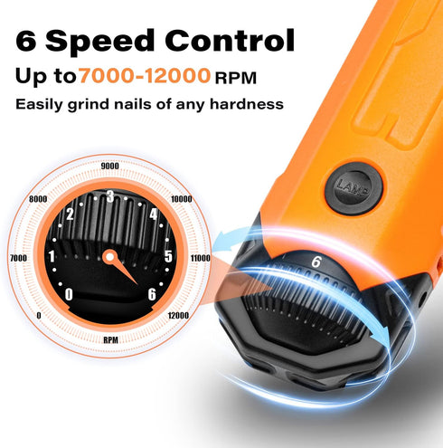 6-Speed Trimmer Casfuy Dog Nail Grinder - Newest Enhanced Pet Nail Grinder Super Quiet Rechargeable Electric Dog Nail