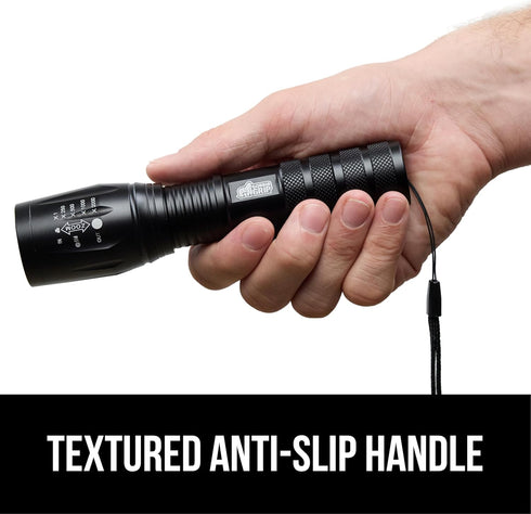 GORILLA GRIP Powerful LED Tactical Flashlight, 750 FT High Lumens, Water Resistant, Mini Flash Light for Camping