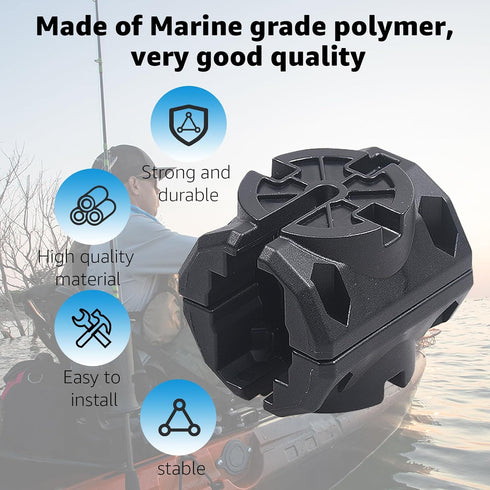 Kayak Rail Adapter - Compatible with Hobie H-Rail, Kayak Fishing Accessories (Black)