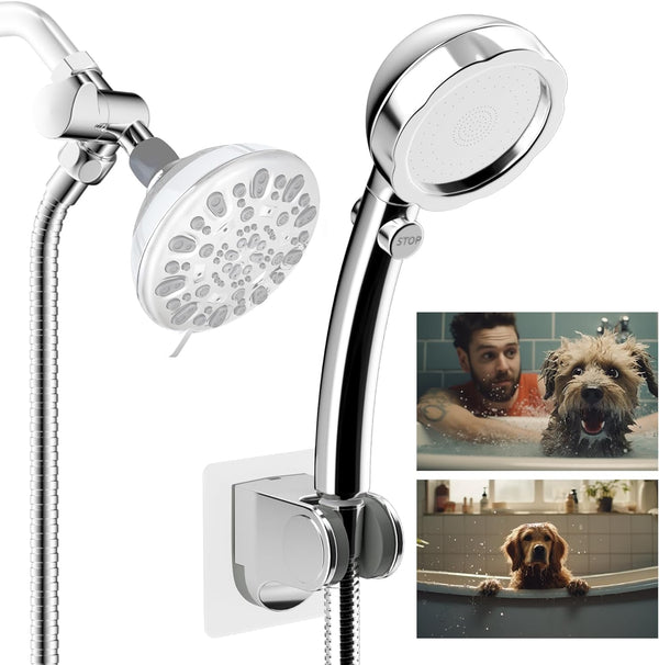 Hibbent Dog Shower Sprayer Attachment Set - 119 Inch Hose, Handheld Shower Head, Bathroom Sprayer Kit