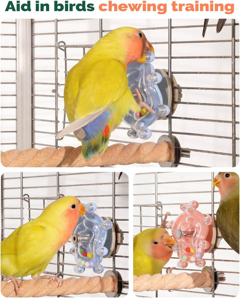 Goodlifebird 2 Pcs Bird Toys for Parakeets, Budgie Toys, Spinning Wheel Parrot Toys, Chewing Exercisers, Interactive