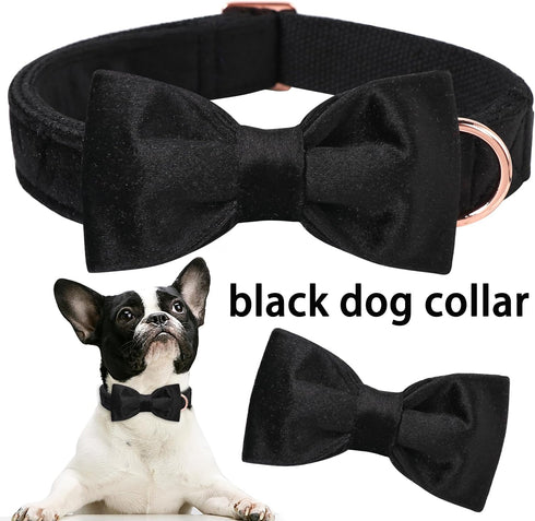 ARING PET Bowtie Dog Collar, Velvet Dog Collars with Removable Bowtie, Adjustable for Girl and Boy Dogs