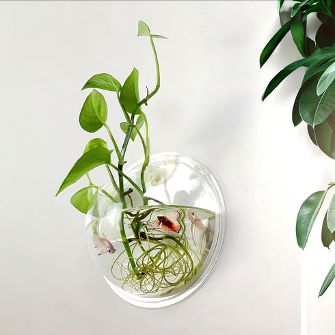2PCS Wall Hanging Plant Terrarium, Wall Mounted Fish Bowl Tank, Acrylic Globe Flower Vase Planter