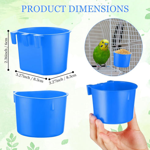 120 Pcs Cage Cups for Chicken Birds, Plastic Hanging Feeders and Waterers, 8 oz Feeding Bowl, Blue