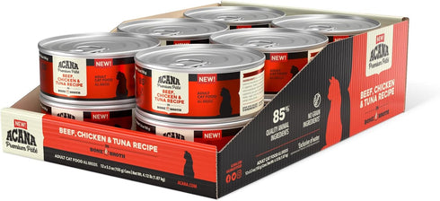 ACANA Premium Pate Wet Cat Food in Bone Broth Beef Chicken +