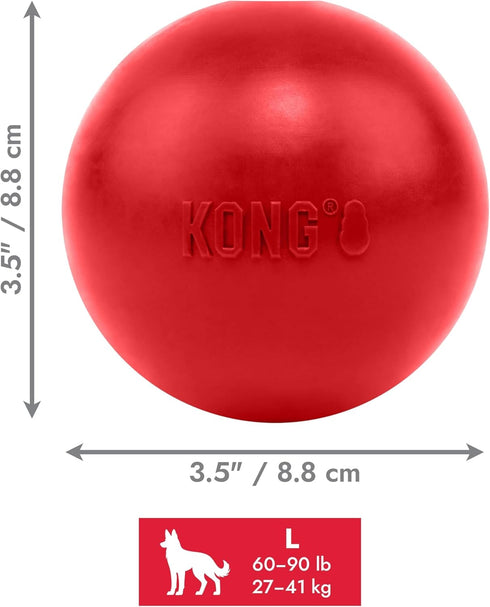 KONG Ball with Hole - Durable Dog Fetch Toy for Training, Interactive Playtime & More - Classic Natural Rubber Ball