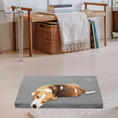 EMPSIGN Stylish Dog Bed Mat, Reversible Dog Crate Pad with Waterproof Linings, Machine Washable Cover, Grey