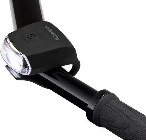 Schwinn LED Quick Wrap Bike Lights Set, Battery Powered Front Headlight and Rear/Back Tail Lights, Tool-Free Strap