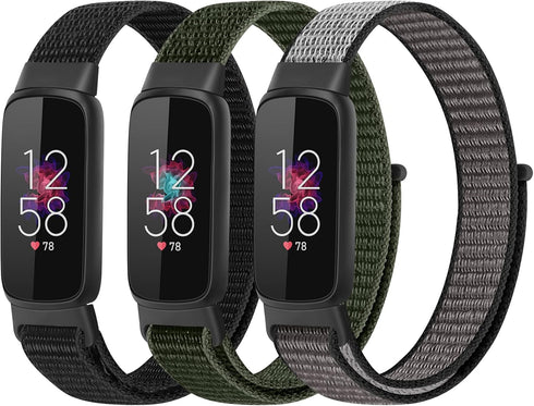 Nylon Bands for Fitbit Luxe, Adjustable Breathable Fabric Sport Straps, Soft Replacement Solo Loop Wristband for Women