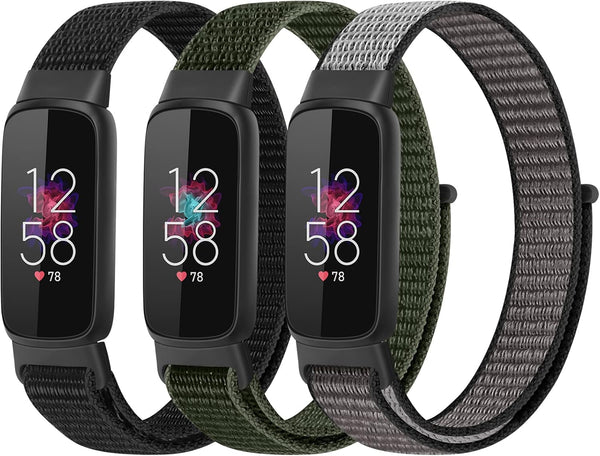 Nylon Bands for Fitbit Luxe, Adjustable Breathable Fabric Sport Straps, Soft Replacement Solo Loop Wristband for Women