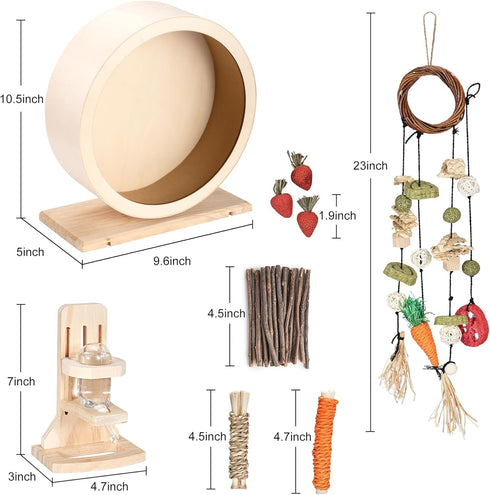 antiai 9.8 Inch Set,Silent Pets,9 Wooden Hamster Exercise Wheel Wheel Quiet Spinner Hamster Running Wheels,Hamster
