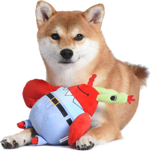 SpongeBob SquarePants for Pets Mr. Krabs Figure Plush Dog Toy, 6 Inch Small Dog Toy for SpongeBob Fans, Crab Squeaky