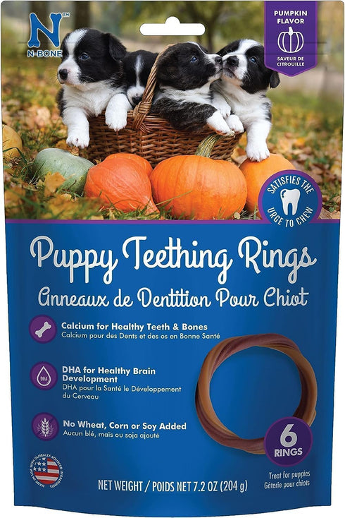 N-Bone Puppy Teething Ring, Pumpkin Flavor, 7.2 Oz (6 Count)