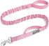 OutdoorMaster Bungee Dog Leash, Heavy Duty with Shock Absorption, 2 Padded Handles for Improved Dog Safety (Pink, 4FT)