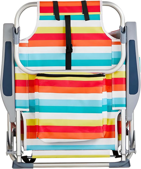 Generic Backpack 5 Folding Beach Chair, Portable Camping Chairs with Headrest, Cup Holder & Armrests, Beach Chairs