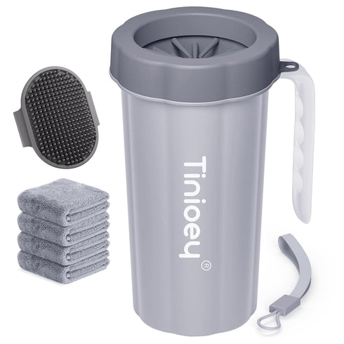 Dog Paw Cleaner for Large Dogs with Handle, Foot Washer for Muddy Paws (Gray)