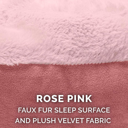 Furhaven 24" Round Calming Donut Dog Bed for Indoor Cats & Small Dogs, Washable, Up to 20 lbs, Rose Pink