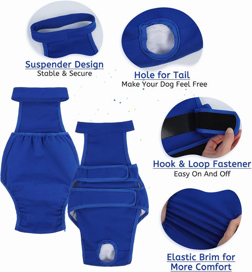 Dog Diapers Female Reusable Washable Period Diaper with Suspender,Adjustable Dog Panties Anti-Harassment, Doggie