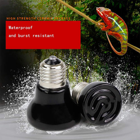 50w Reptile Heat Lamp Bulb 2 Pack, Infrared 50 Watt Ceramic Heat Emitter for Brooder Coop, No Light (Black)