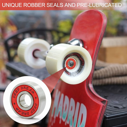 Premium 20Pcs 608rs Skateboard Bearings, Longboard Bearings (8x22x7mm) for Double Rubber Sealed Deep Groove