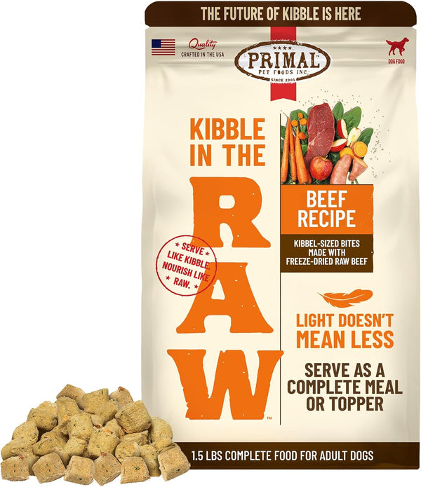 Primal Kibble in The Raw, Freeze Dried Dog Food, Beef, Scoop &