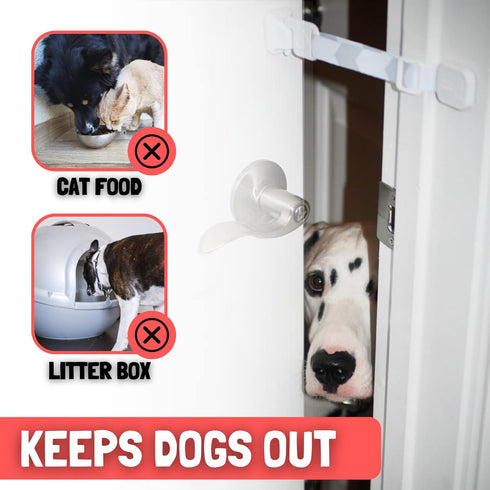 Door Buddy Adjustable Pet Door Latch for Cats - Grey, Dog Proof Litter Box & Feeding Station