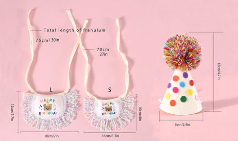 Cat Birthday Bandana Scarf and Party Hat Cute Tassels Bib Scarf and Birthday Hat Cat Birthday Party Decorations Set