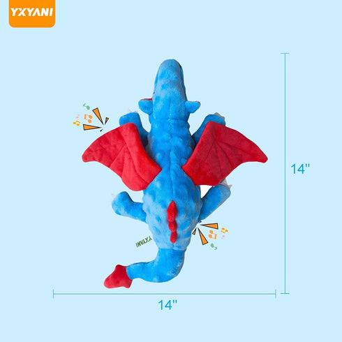 14 Inch Durable Plush Dinosaur Dog Toys with Squeaker, Crinkle Paper Stuffed Chew Toys for Small Middle and Large Dogs
