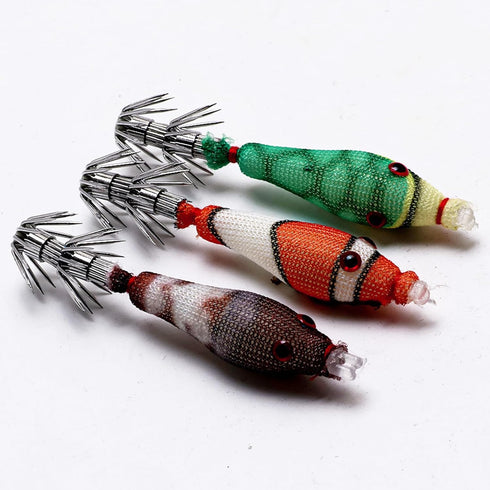 Oxxggkao 5Pcs Squid Jig Lures Blowing Tube, Shrimp-Style, Easy-to-Use Cuttlefish Sleeve Hook Fishing Baits for Anglers