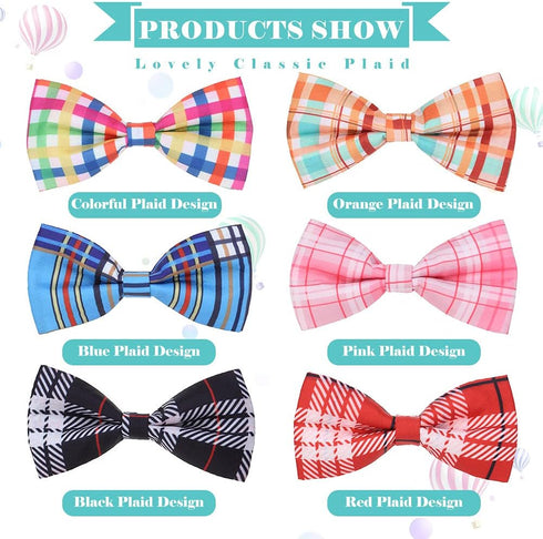 PAWCHIE Plaid Dog Bow Ties, 6 Pcs Cute Collar Attachment Accessories for Small Medium Large Dogs and Puppies